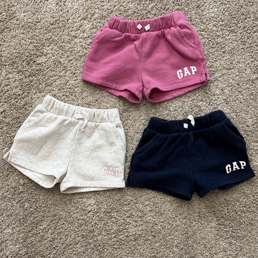 GAP Kids Fleece Shorts - Magenta, Beige, and Dark Blue- Size 2 years